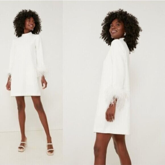 Tuckernuck NEW White Feather Mod Ellie Long Sleeve Cocktail Mini Dress Size XXL - Picture 2 of 10